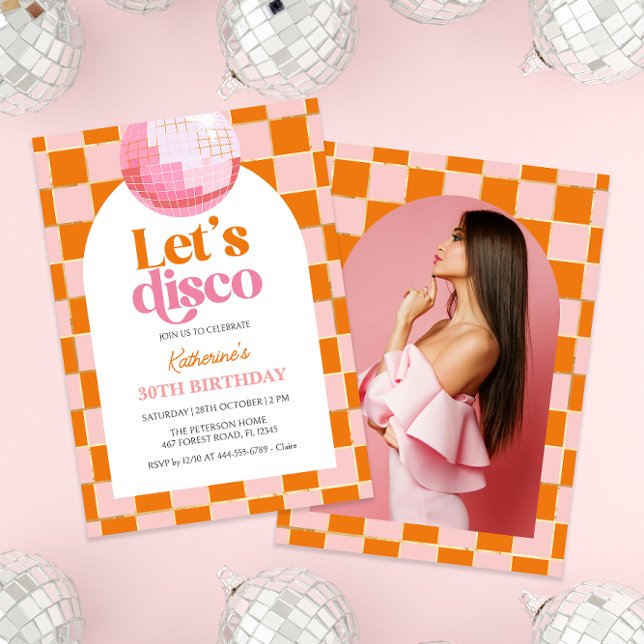Invitación Pink Disco Ball 30 cumpleaños (Subido por el creador)