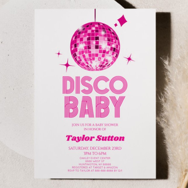 Invitación Pink Disco Ball Disco Baby Shower (Subido por el creador)
