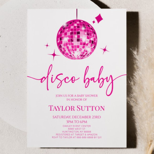 Invitación Pink Disco Ball Disco Baby Shower (Subido por el creador)
