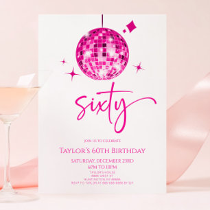 Invitación Pink Disco Ball Fiesta 60 de Cumpleaños