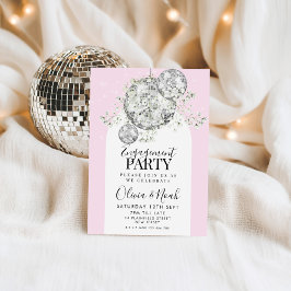 Invitación Pink Disco Ball Gypsophila Engagement Party