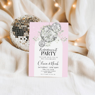 Invitación Pink Disco Ball Gypsophila Engagement Party