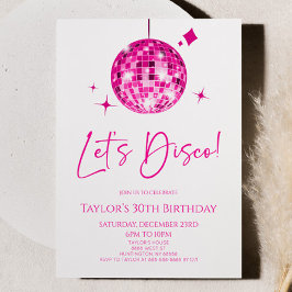 Invitación Pink Disco Ball Let's Disco Birthday Party
