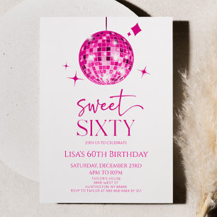 Invitación Pink Disco Ball Sweet Sixty 60 cumpleaños fiesta