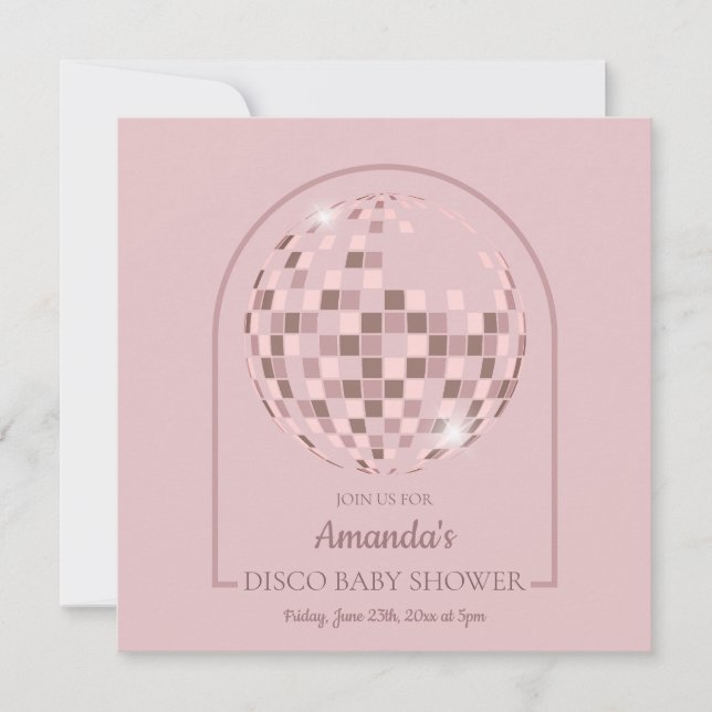 Invitación Pink Disco Boogie Baby Shower (Anverso)