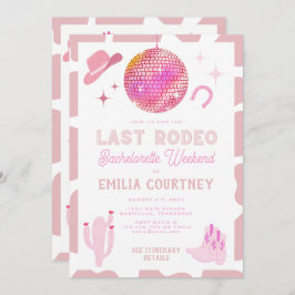 Invitación Pink Disco Cowgirl Último Rodeo Bachelorette Weeke