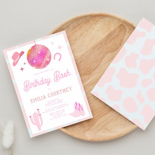 Invitación Pink Disco Cowgirl Western Rodeo Birday Bash