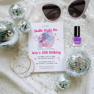 Invitación Pink Disco   Cumpleaños número 10 de doble dígito