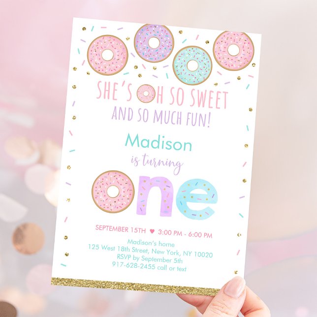 Invitación Pink Donut Oh So Sweet First Birday (Subido por el creador)
