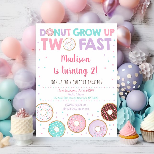 Invitación Pink Donut Segundo Cumpleaños (Subido por el creador)