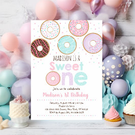 Invitación Pink Donut Sweet One First Birday