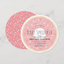 Invitación Pink Donut Virtual Baby Sprinkle Shower Circle