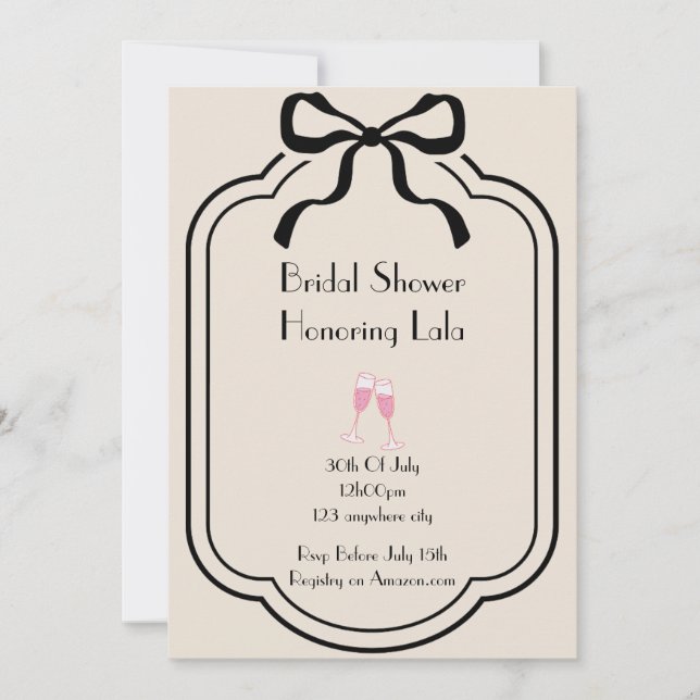 Invitación Pink elegant bridal shower invitation (Anverso)