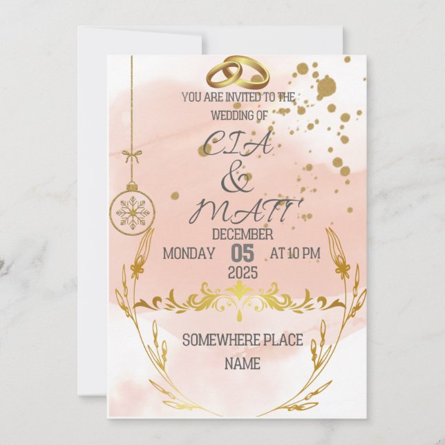 Invitación Pink Elegant Gold The Wedding Invitation (Anverso)