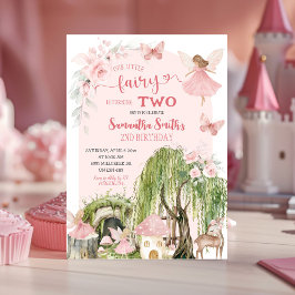 Invitación Pink Enchanted Forest Little Fairy Chica Birday