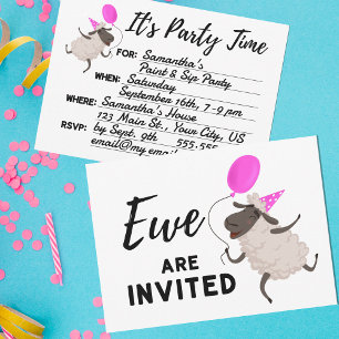 Invitación Pink Ewe are invitado a todos los Fiestas de la oc