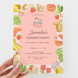 Invitación Pink Farmers Market Organic Farm Fresh Birthday