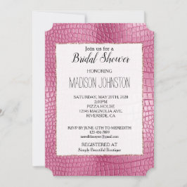 Invitación Pink Faux Alligator Animal Print