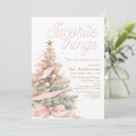 Invitación Pink Favorite Things Gift Exchange Christmas