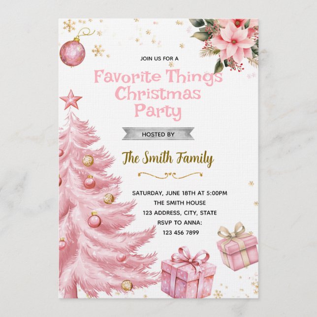 Invitación Pink Favorite Things Party Invitation (Anverso)