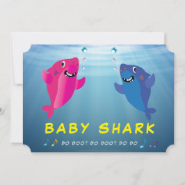 Invitación Pink 🦈 fiesta de cumpleaños azul para el bebé de 