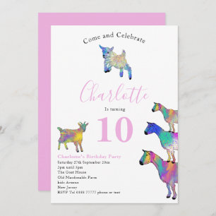 Invitación Pink, fiesta de cumpleaños temática de la cabra