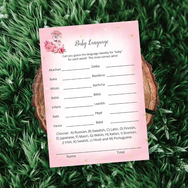 Invitación Pink Flamingo Ballerina Baby Language Shower Game (Subido por el creador)