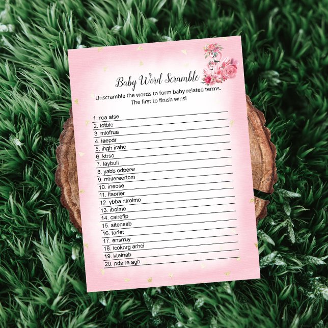 Invitación Pink Flamingo Ballerina Word Scramble Shower Game (Subido por el creador)
