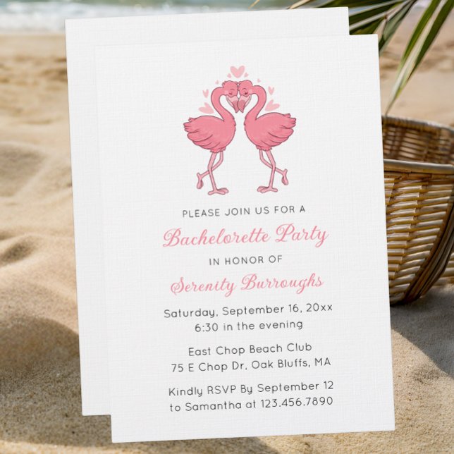 Invitación Pink Flamingo Tropical Beach Bachelorette Party (Subido por el creador)