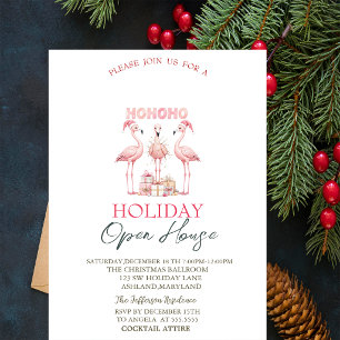 Invitación Pink Flamingos Presenta Fiesta de Navidad