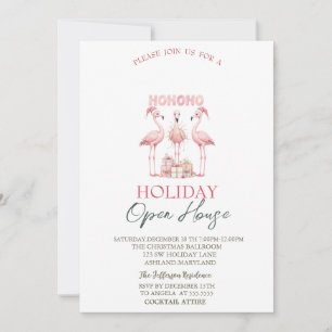 Invitación Pink Flamingos Presenta Fiesta de Navidad