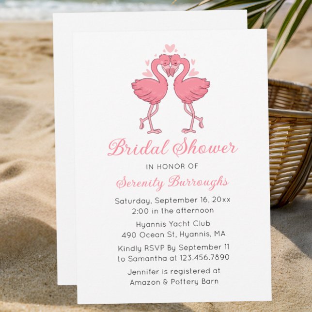 Invitación Pink Flamingos Tropical Summer Beach Bridal Shower (Subido por el creador)