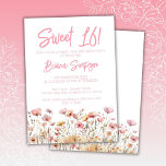 Invitación Pink Floral 16th Birthday Party<br><div class="desc">Sencilla invitación floral rosa 16 para una fiesta de cumpleaños divertida. La edad se puede cambiar.</div>