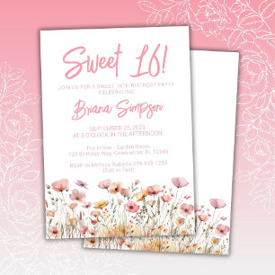 Invitación Pink Floral 16th Birthday Party