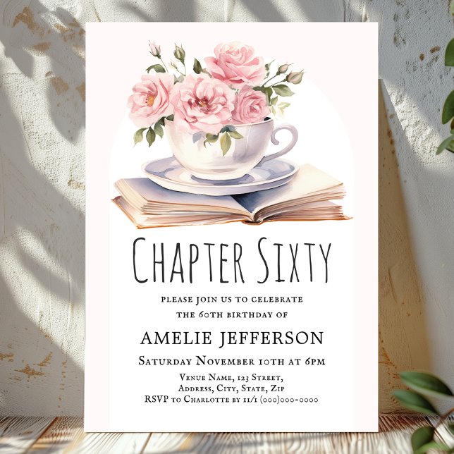Invitación Pink Floral 60º tema del libro Cumpleaños (Subido por el creador)