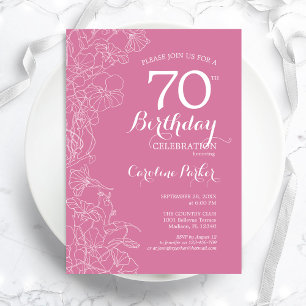 Invitación Pink Floral 70th Birthday Party
