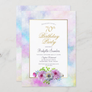 Invitación Pink Floral 70th Birthday Party