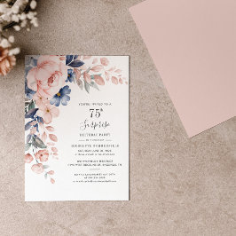 Invitación Pink Floral 75th Birthday Botanical