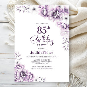 Invitación Pink Floral 85th Birthday Party