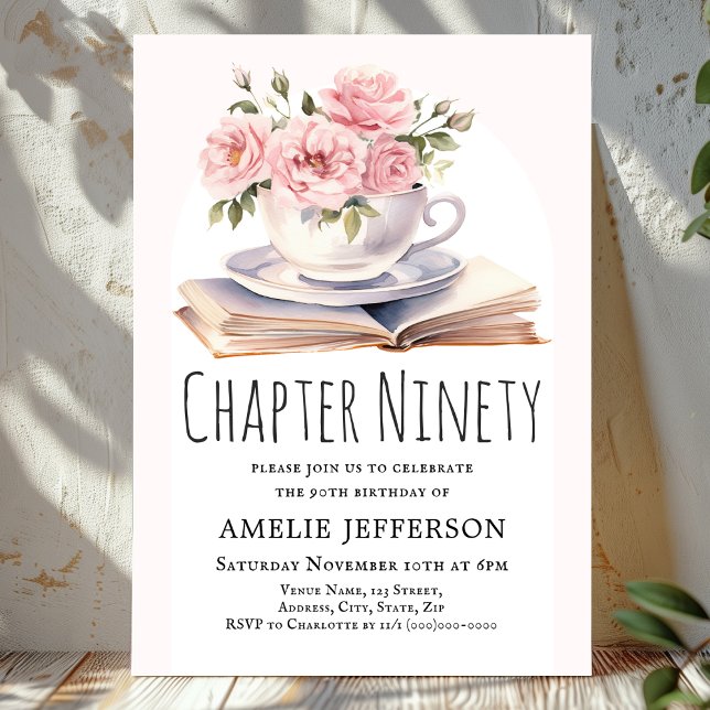 Invitación Pink Floral 90º tema del libro Cumpleaños (Subido por el creador)