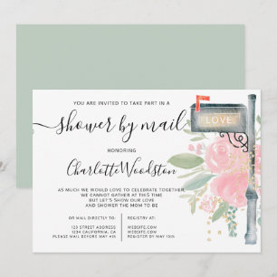 Invitación Pink Floral acuarela ducha de bebé caja de correo