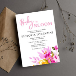 Invitación Pink Floral Baby in Bloom Baby Shower Invitation