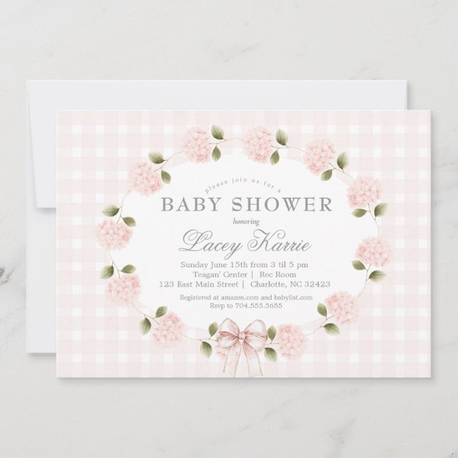 Invitación Pink Floral Baby Shower Invitation,  (Anverso)