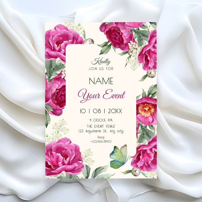 Invitación Pink floral bloom  (Subido por el creador)