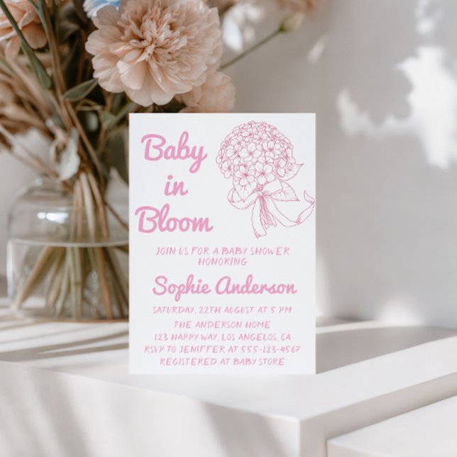 Invitación Pink Floral Bouquet Baby in Bloom Baby Shower  (Subido por el creador)