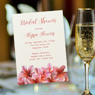 Invitación Pink Floral Bridal Shower Tropical Plumeria