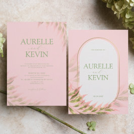 Invitación Pink Floral Elegant Summer Watercolor Wedding 