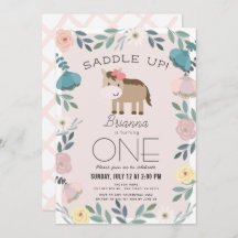 Pink Floral Garden Chica de Caballos Primer Cumple