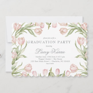 Invitación Pink Floral Graduation Party Invitation