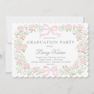 Invitación Pink Floral Graduation Party Invitation